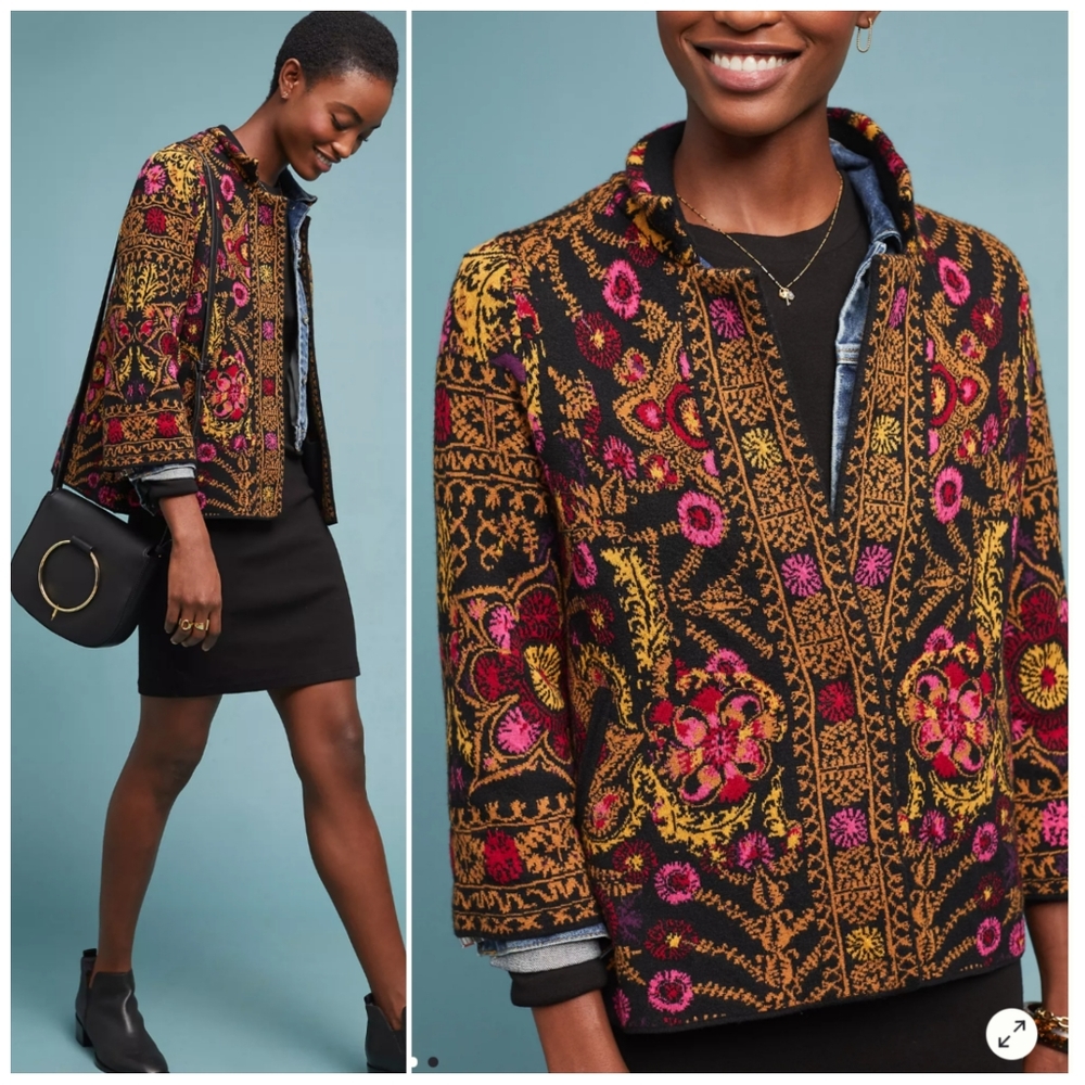 NWT Anthro Moth Payton Jacquard Sweater Jacket